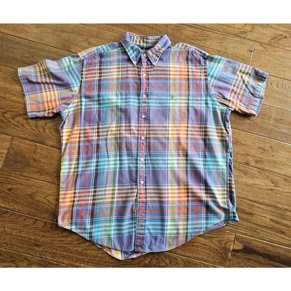 Vintage Polo Ralph Lauren Plaid Classic Fit Mens XL Classic 90's Short Sleeve - Picture 1 of 10